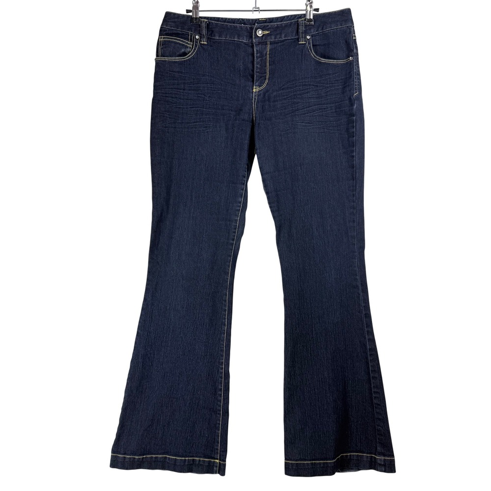 INC Flare Leg Jeans Womens 14 Indigo Studded Embellished Y2K McBling Boho